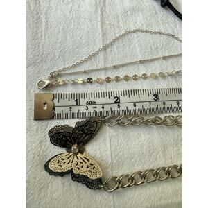 Butterfly jewelry set costume good plated layered necklace silver and blue